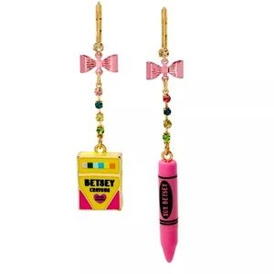New Betsey Johnson Crayon Mismatch Earrings